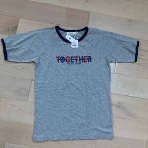 Together Graphic Ringer Tee - Grey with Navy & Red Accents